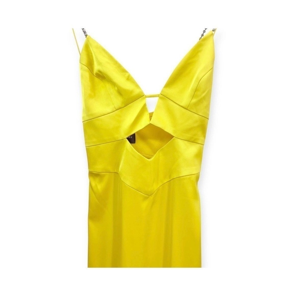 NWT Liv Foster Giselle Satin Long Dress in Solar Yellow - Size 8 - MSRP $295 - Picture 2 of 12